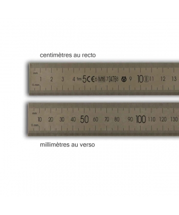 Réglet gradué inox 50 cm semi-rigide 2 faces précision au 1/2 mm